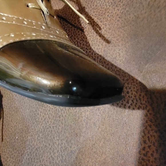 Anne Klein iflex AK Brown/Tan Tie-Up Color-Block Heeled Oxford Shoes/AKKarisse - Picture 7 of 11